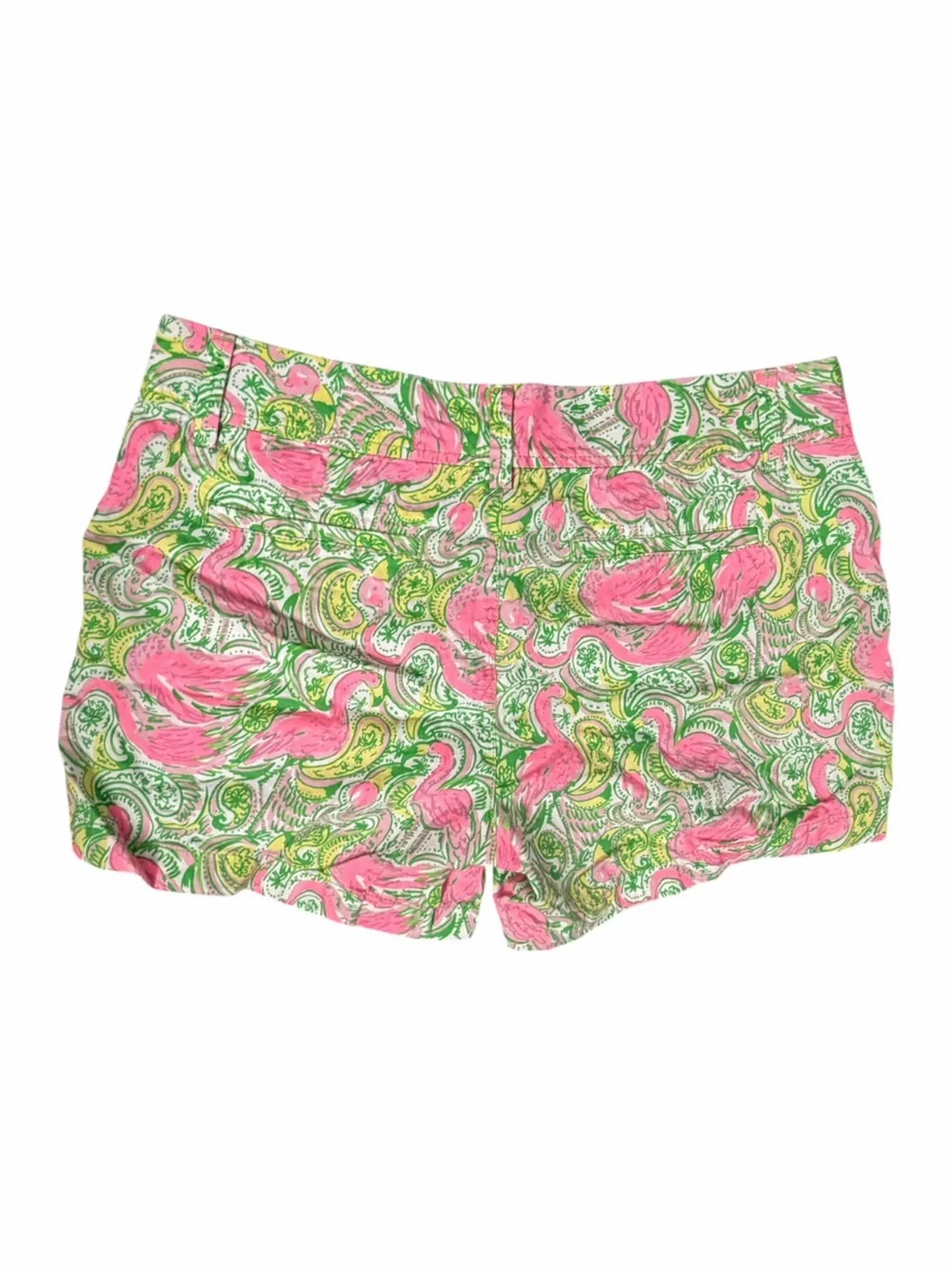 Lilly Pulitzer Pink Flamingo & Lime Paisley High-Rise Shorts